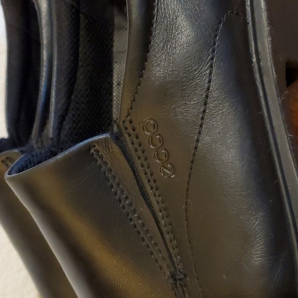 Ecco- Mens Black Leather Slip On Loafers Dress Shoes Comfort New! Sz.13